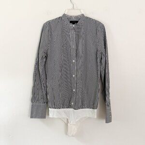 j. crew // Stretch tailored perfect bodysuit in black white 0